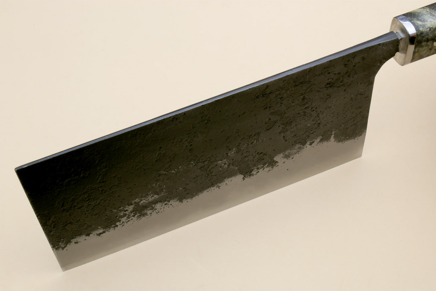Yoshihiro Nashiji High Carbon White Steel #2 Chinese-Style Cleaver Vegetable Knife with Stabilized Maple Burl Handle (Mazaki Special Edition: TYPE C)
