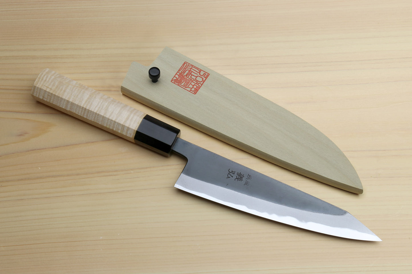 Yoshihiro High Carbon Blue Steel #2 Kurouchi Petty-Kiritsuke Utility Knife with Kaede Handle