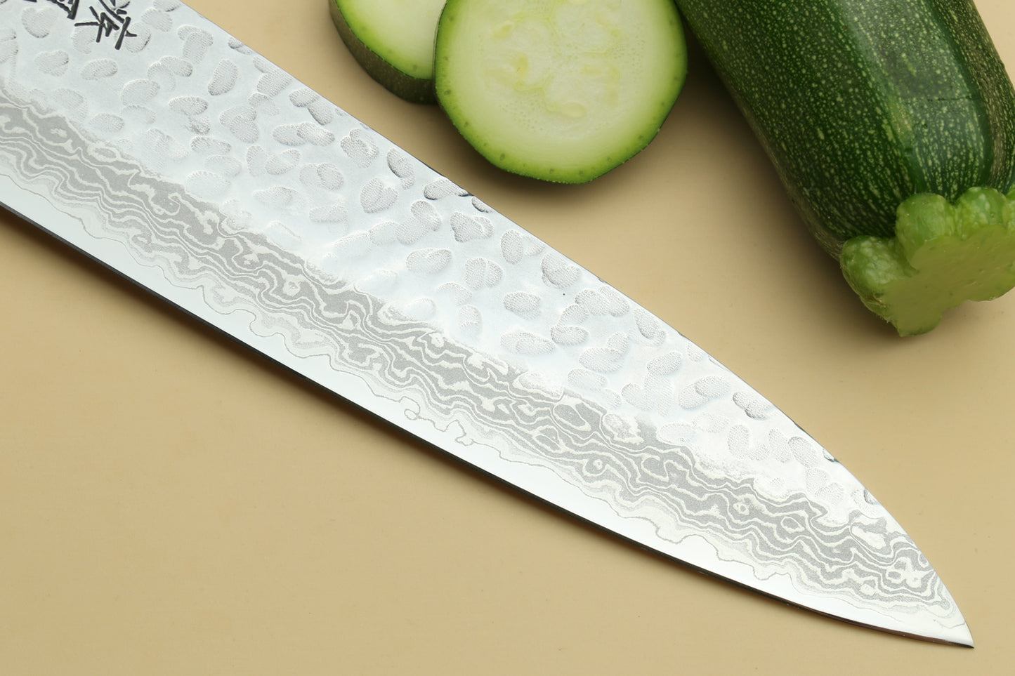 Yoshihiro VG-10 46 Layers Hammered Damascus Gyuto Japanese Chefs Knife Octagonal Turquoise Blue Handle
