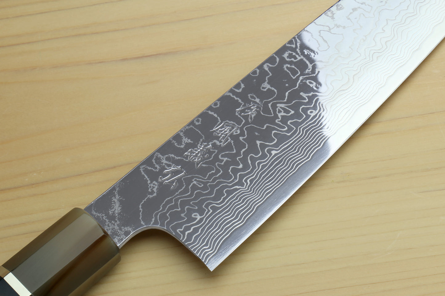 Yoshihiro Damascus SG2 (R2) Semi-Stainless Gyuto Chef Knife with Ocean Blue Handle (Blade Length 8.25" (210mm))