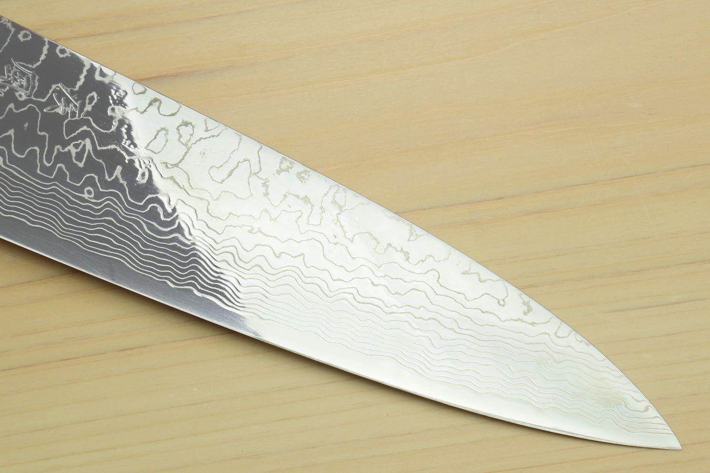 Yoshihiro Damascus SG2 (R2) Semi-Stainless Gyuto Chef Knife with Ocean Blue Handle (Blade Length 8.25" (210mm))