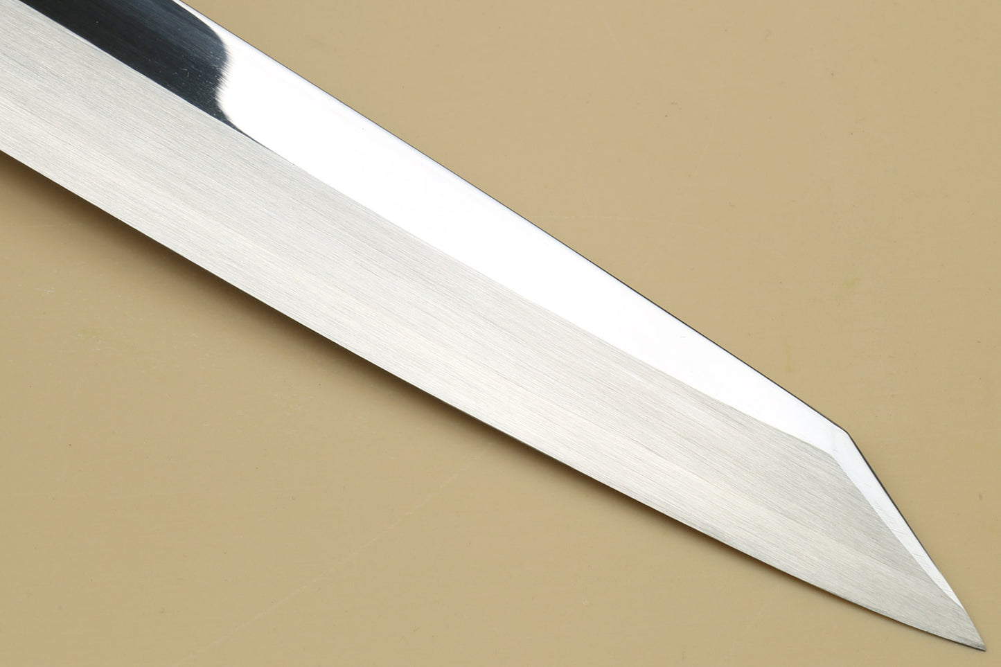 Yoshihiro SG-2 (R-2) Semi-Stainless Steel Mirror Polished Yanagi Kiritsuke Sashimi Knife, Triple Ring Ebony Handle