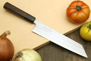 Yoshihiro White Steel #1 Stainless Clad Kiritsuke Chefs Knife with Rosewood Handle