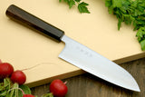 Yoshihiro White Steel #1 Stainless Clad Santoku Multipurpose Knife with Rosewood Handle