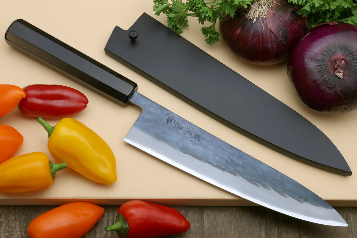 Yoshihiro Kurouchi Black-Forged Blue Steel Stainless Clad Gyuto Chefs –  Yoshihiro Cutlery