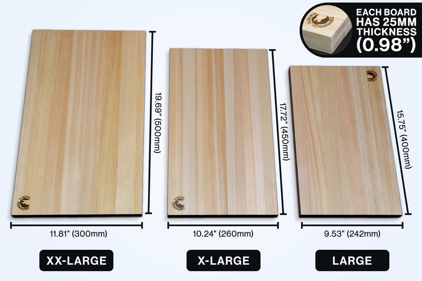Yoshihiro Hinoki Cypress Cutting Board with Anti-Twist Core — Japanese Cypress, Anti-Bacterial, Professional Grade