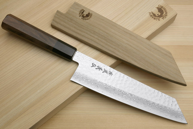 Yoshihiro VG-10 46 Layers Hammered Damascus Kiritsuke Multipurpose Japanese Chefs Knife (Octagonal Shitan Rosewood Handle)