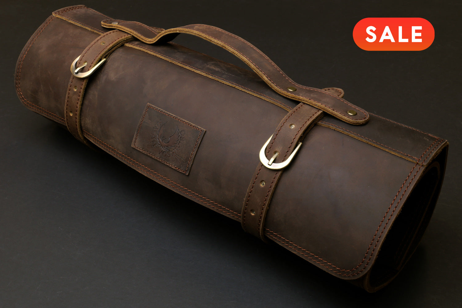 Yoshihiro Hayate Genuine Natural Leather Knife Culinary Roll Storage Bag Case Brown
