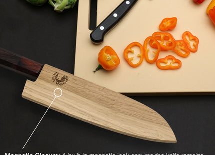 Yoshihiro Magnetic Oak Wood Saya Cover Blade Protector for Santoku
