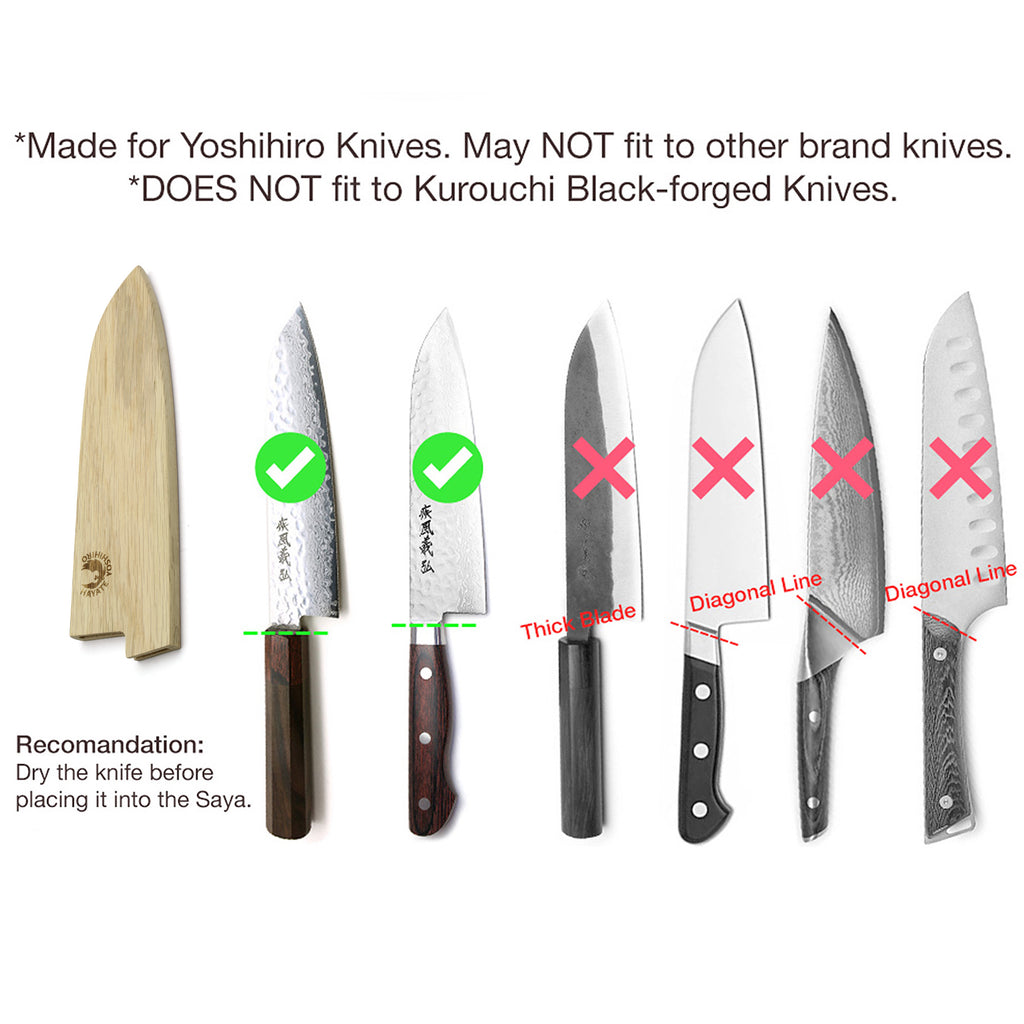 Yoshihiro Magnetic Oak Wood Saya Cover Blade Protector for Santoku