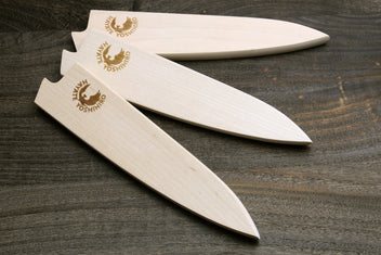 Oak wood saya blade protector, two light wooden covers with blade slot