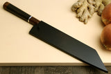 Yoshihiro High Performance Masashi SLD Damascus Steel Kiritsuke knife Mirror Polish Ebony Handle with Silver Ring