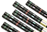 Japanese Premium Chopsticks Black 5pc Set with Traditonal Abalone Shell Pattern in fine Japanese paulownia wood case Ver.1