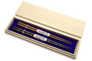 Yoshihiro Premium Brown & Black Sakura Chopsticks Set comes with fine paulownia wood case Ver.3