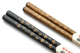 Yoshihiro Premium Brown & Black Sakura Chopsticks Set comes with fine paulownia wood case Ver.3