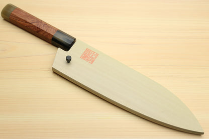 Yoshihiro Black-Forged High Performance SLD Damascus Steel Masashi Santoku Multipurpose Chef Knife Ironwood Handle