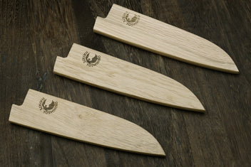 Set of oak wood saya blade protector covers with Yoshihiro logo stamps