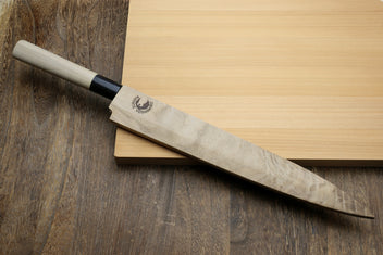 Yoshihiro magnetic oak saya cover, oak sheath with magnetic cutout for blade