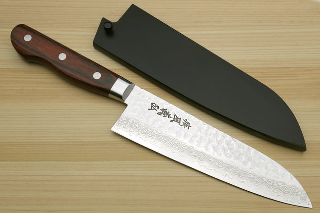 Yoshihiro VG-10 16 Layer Hammered Damascus Stainless Steel Santoku Chef knife