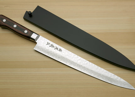 Yoshihiro VG-10 16 Layer Hammered Damascus Stainless Steel Sujihiki Slicer Chefs knife 9.5" (240mm)