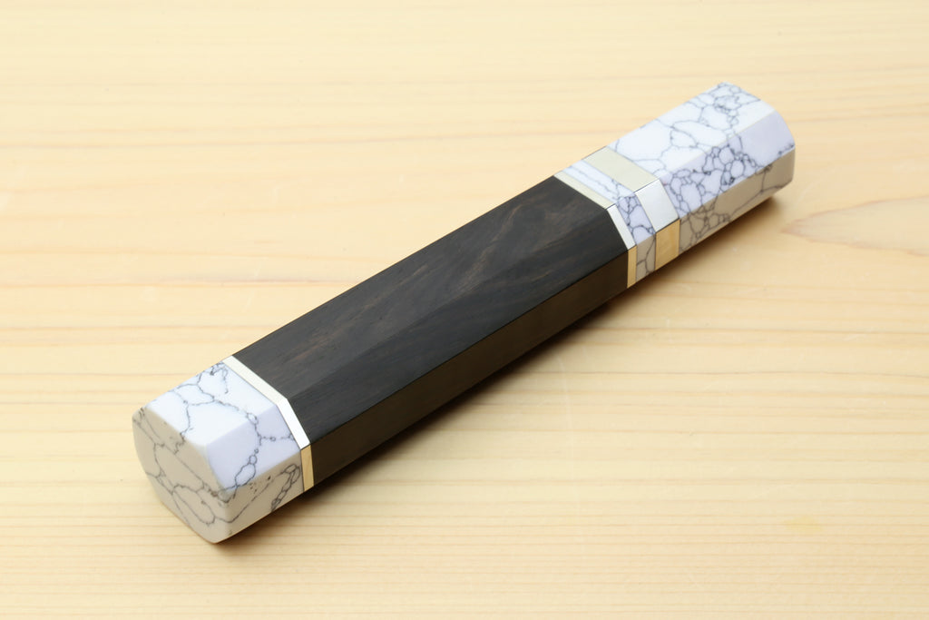 Yoshihiro Ebony Handle with Howlite White Bolster for Kiritsuke Chef Knife