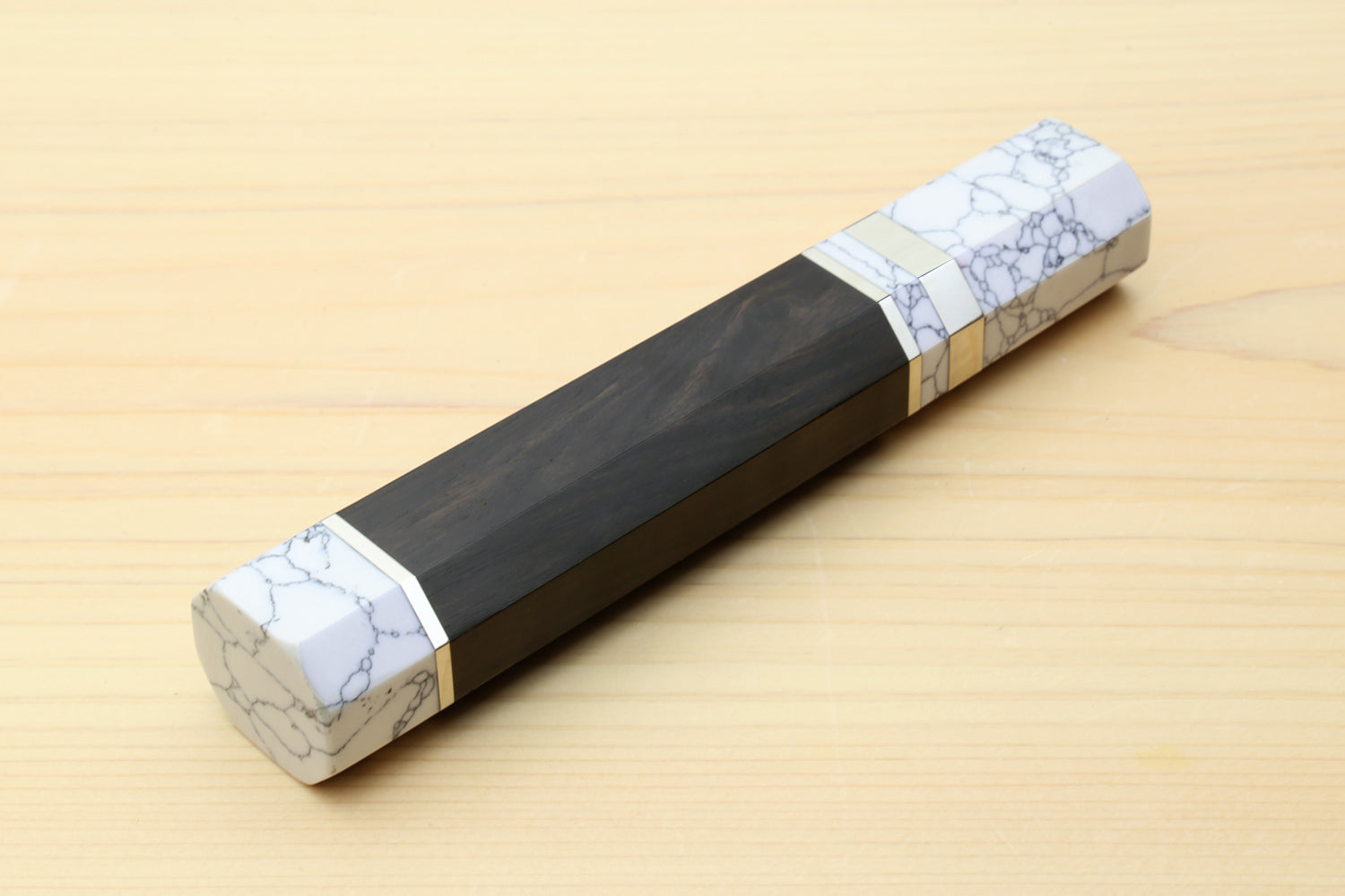 Yoshihiro Ebony Handle with Howlite White Bolster for Kiritsuke Chef Knife