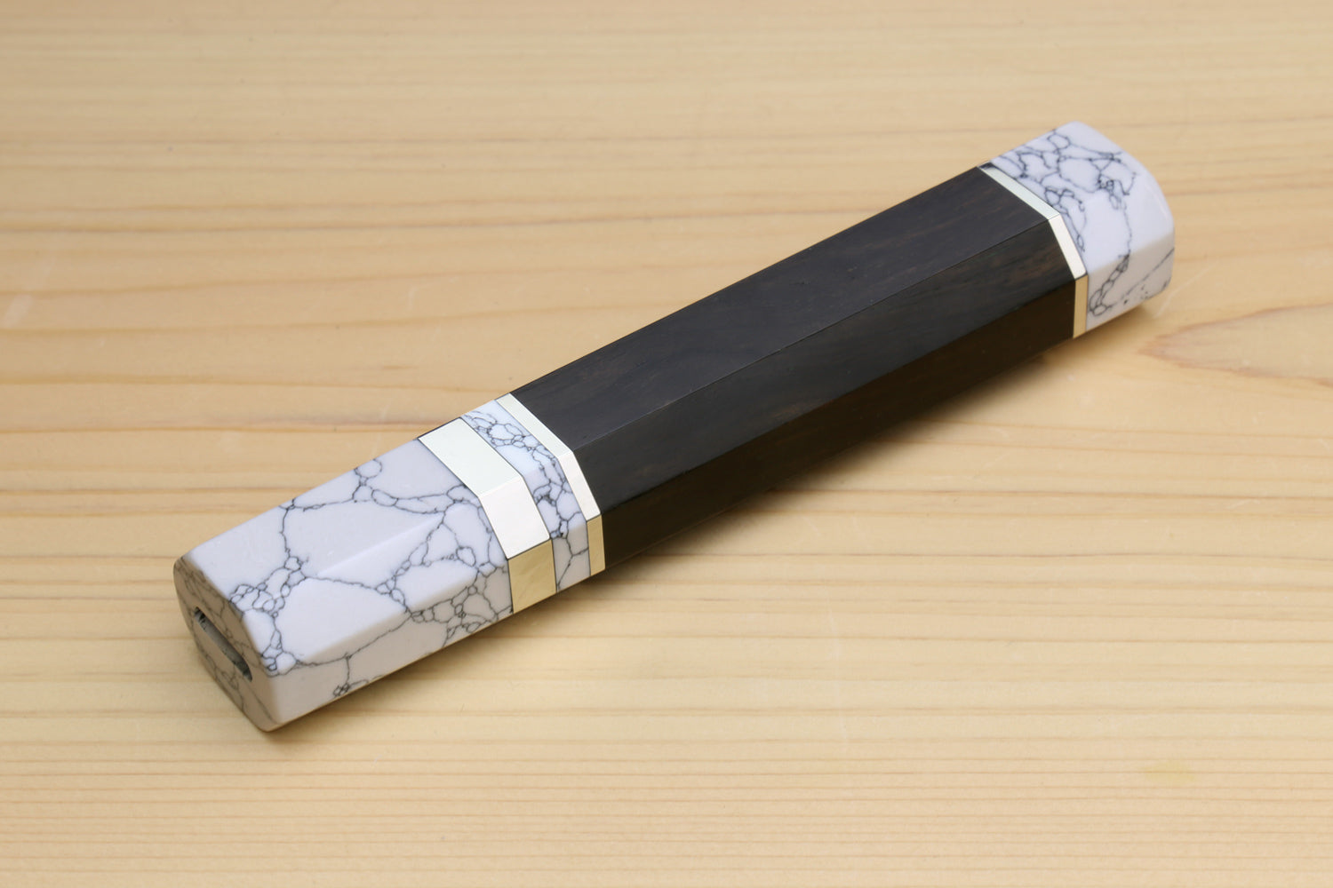 Yoshihiro Ebony Handle with Howlite White Bolster for Kiritsuke Chef Knife