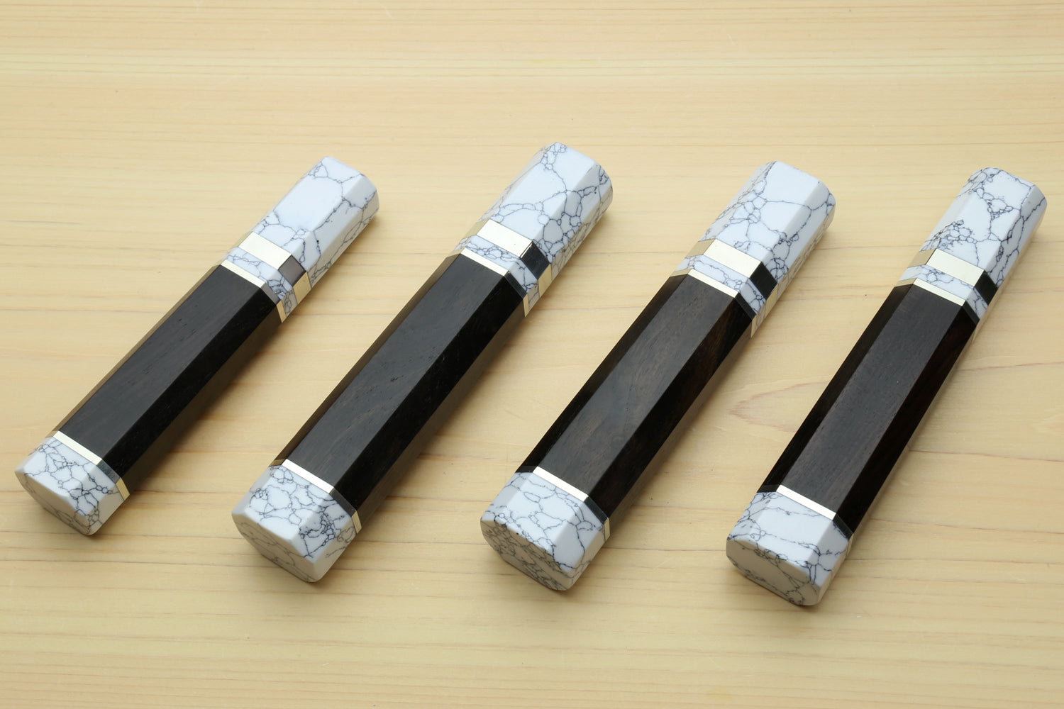 Yoshihiro Ebony Handle with Howlite White Bolster for Kiritsuke Chef Knife