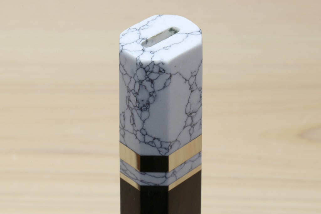 Yoshihiro Ebony Handle with Howlite White Bolster for Kiritsuke Chef Knife
