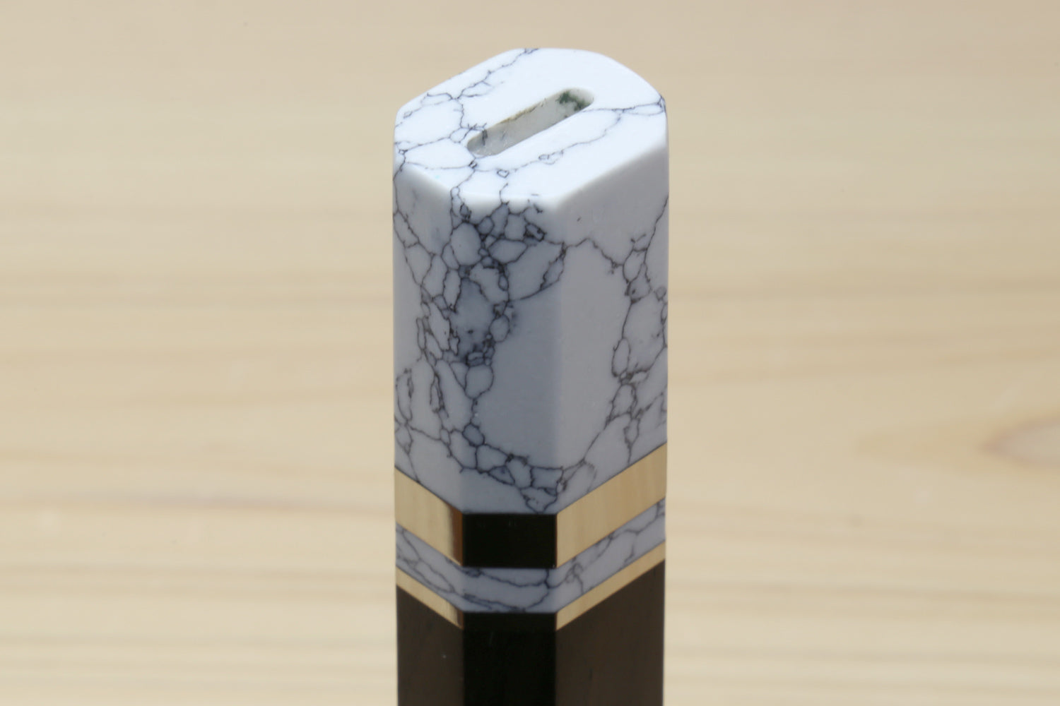 Yoshihiro Ebony Handle with Howlite White Bolster for Kiritsuke Chef Knife
