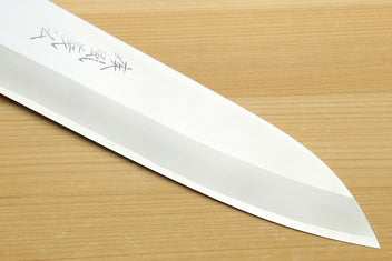 HAP40 gyuto chef's knife blade with etched markings