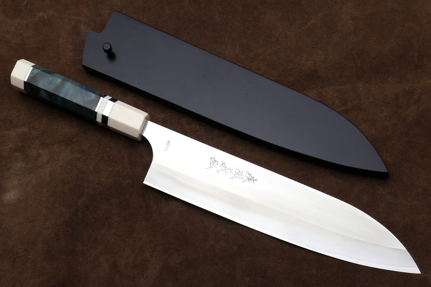 Yoshihiro High Speed Steel HAP40 Gyuto Chefs Knife with Octagonal Handle with Alternative Ivory Bolster (Blade Length: 10.2" (260mm))