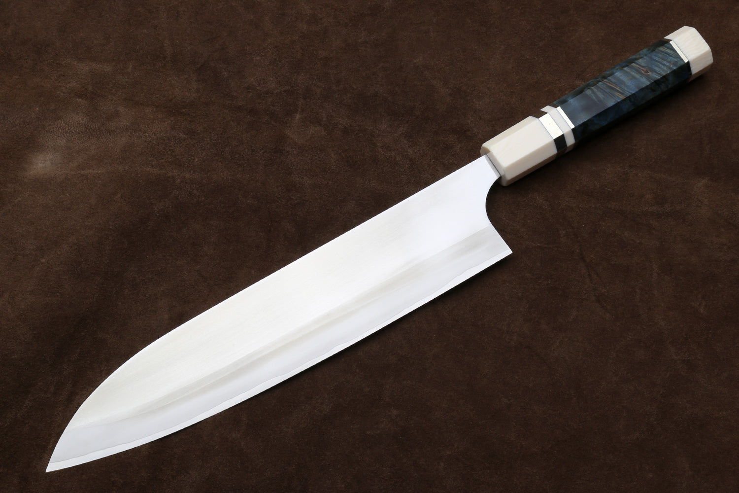 Yoshihiro High Speed Steel HAP40 Gyuto Chefs Knife with Octagonal Handle with Alternative Ivory Bolster (Blade Length: 10.2" (260mm))