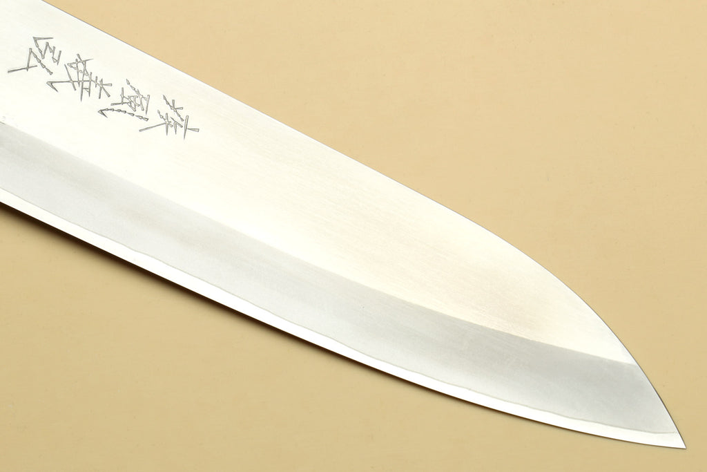 Yoshihiro High Speed Steel HAP40 Gyuto Chefs Knife with Triple Ring Ebony Handle with Magnolia Saya Cover (Blade Length 8.25" (210mm))