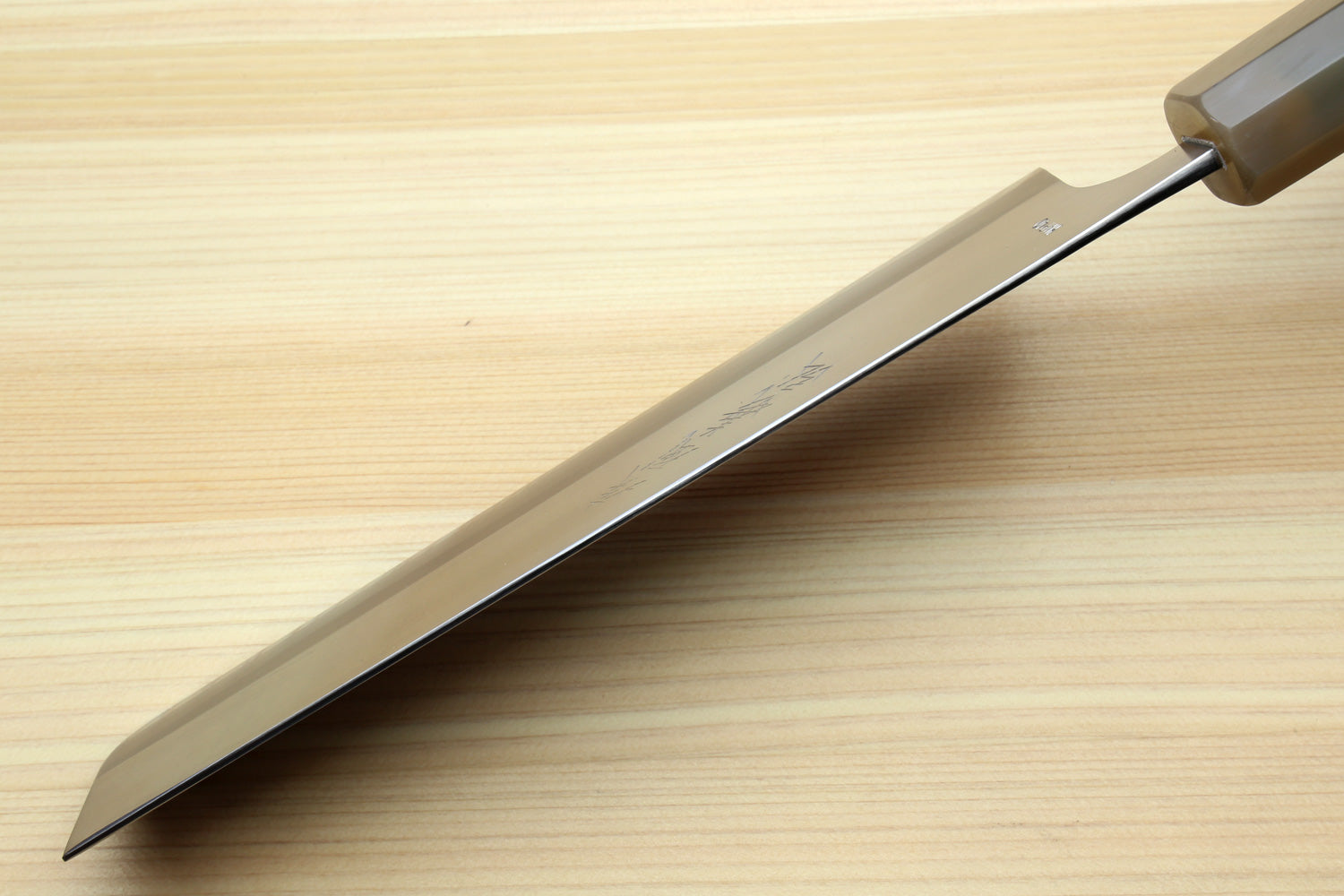 Yoshihiro High Speed Steel HAP40 Nakiri Vegetable Chefs Knife with Ocean Blue Handle and Magnolia Saya Cover