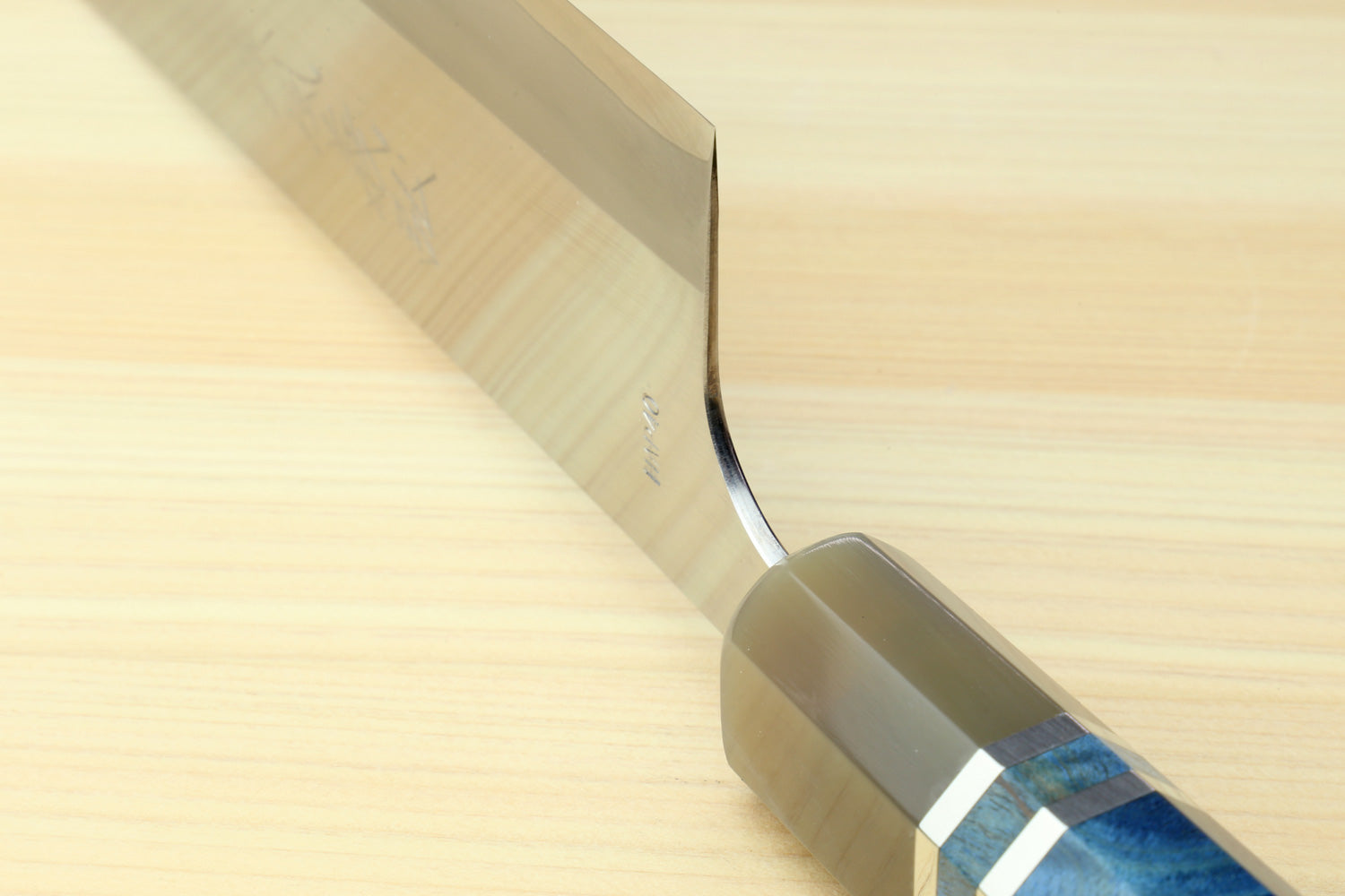 Yoshihiro High Speed Steel HAP40 Nakiri Vegetable Chefs Knife with Ocean Blue Handle and Magnolia Saya Cover