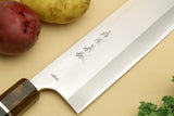 Yoshihiro High Speed Steel HAP40 Nakiri Vegetable Chefs Knife Ebony Handle with Sterling Sliver Ring