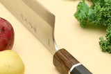 Yoshihiro High Speed Steel HAP40 Nakiri Vegetable Chefs Knife Ebony Handle with Sterling Sliver Ring