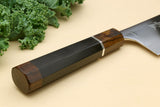 Yoshihiro High Speed Steel HAP40 Nakiri Vegetable Chefs Knife Ebony Handle with Sterling Sliver Ring