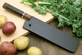 Yoshihiro High Speed Steel HAP40 Nakiri Vegetable Chefs Knife Ebony Handle with Sterling Sliver Ring