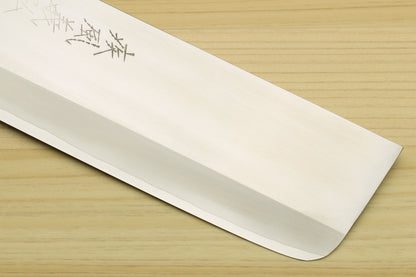 Yoshihiro High Speed Steel HAP40 Nakiri Vegetable Chefs Knife, Octagonal Ebony Wood Handle with Triple Ring