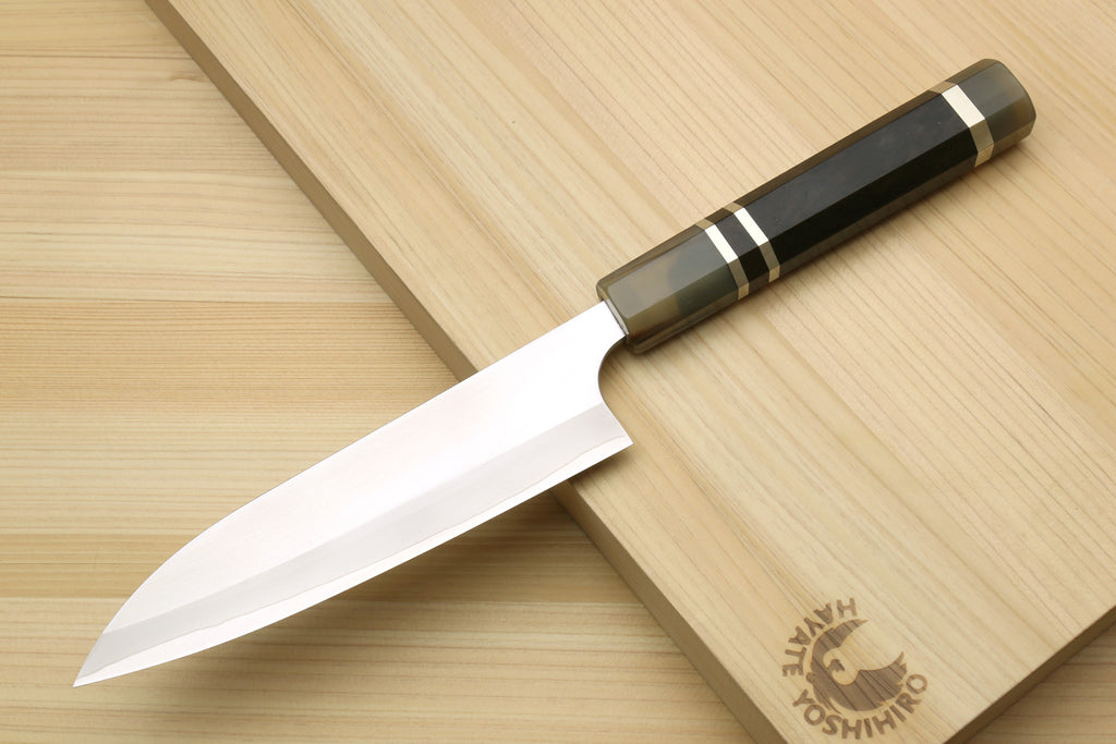 Yoshihiro High Speed Steel HAP40 Petty Multipurpose Chef Knife with Triple Ring Handle