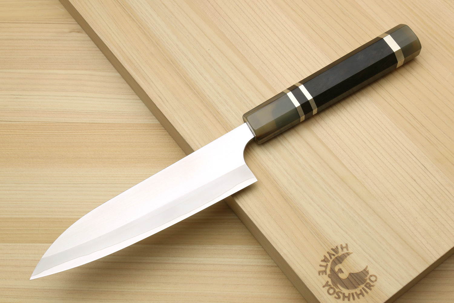 Yoshihiro High Speed Steel HAP40 Petty Multipurpose Chef Knife with Triple Ring Handle