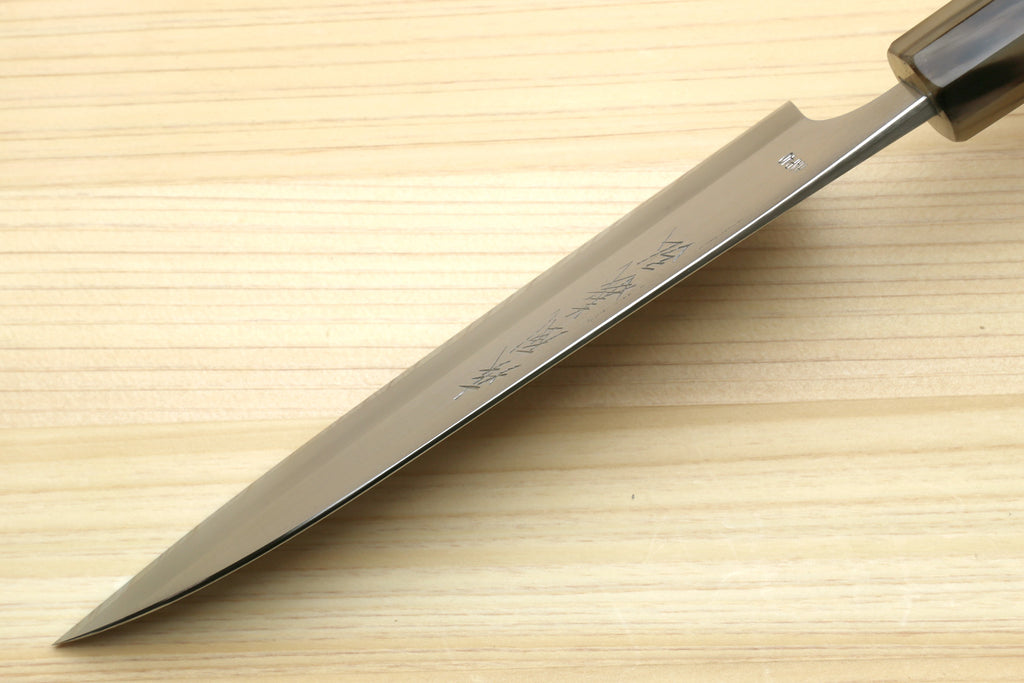 Yoshihiro High Speed Steel HAP40 Petty Multipurpose Chef Knife with Triple Ring Handle