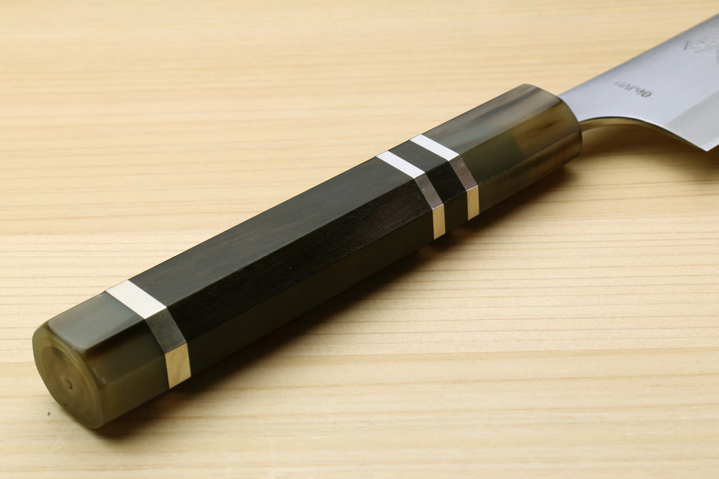 Yoshihiro High Speed Steel HAP40 Petty Multipurpose Chef Knife with Triple Ring Handle