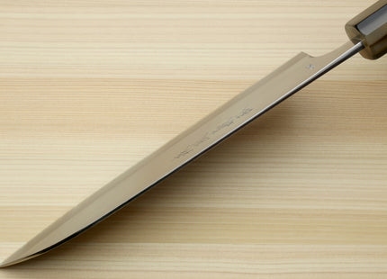 Yoshihiro High Speed Steel HAP40 Santoku Multipurpose Chefs Knife with Ocean Handle and Magnolia Saya Cover