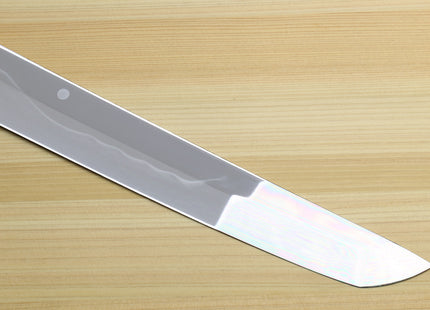 Yoshihiro Mizu Honyaki White Steel #1 Two Sided Mirror-Finished Mt. Fuji Namiukashi Sakimaru Takobiki Premium Ebony Handle with Ebony Cover 13" (330mm) - IKEDA Limited Edition