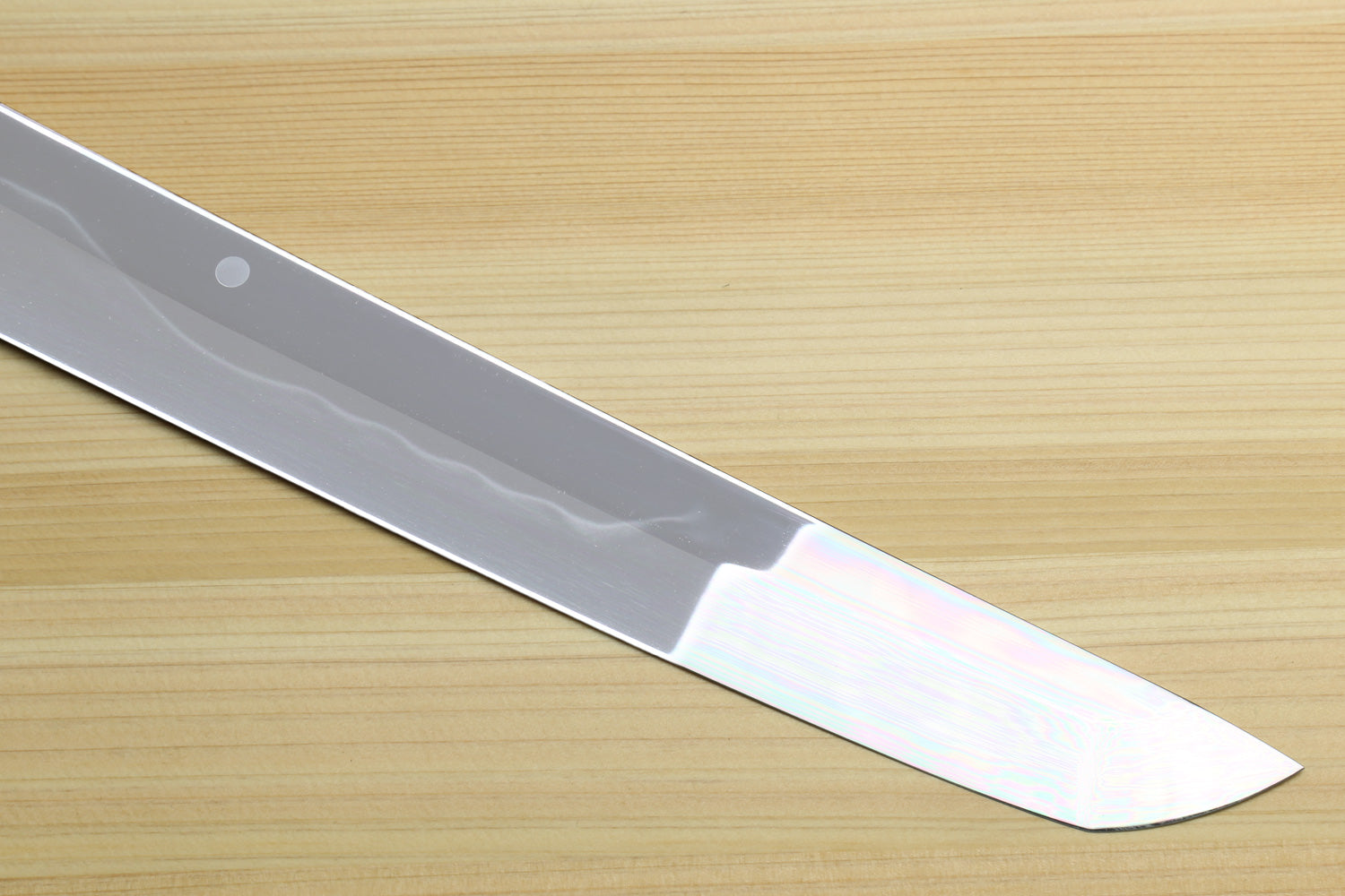 Yoshihiro Mizu Honyaki White Steel #1 Two Sided Mirror-Finished Mt. Fuji Namiukashi Sakimaru Takobiki Premium Ebony Handle with Ebony Cover 13" (330mm) - IKEDA Limited Edition