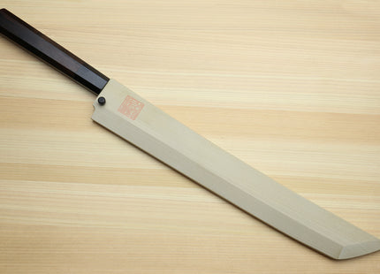 Yoshihiro Mizu Honyaki White Steel #1 Two Sided Mirror-Finished Mt. Fuji Namiukashi Sakimaru Takobiki Premium Ebony Handle - IKEDA Limited Edition (with Magnolia Saya)