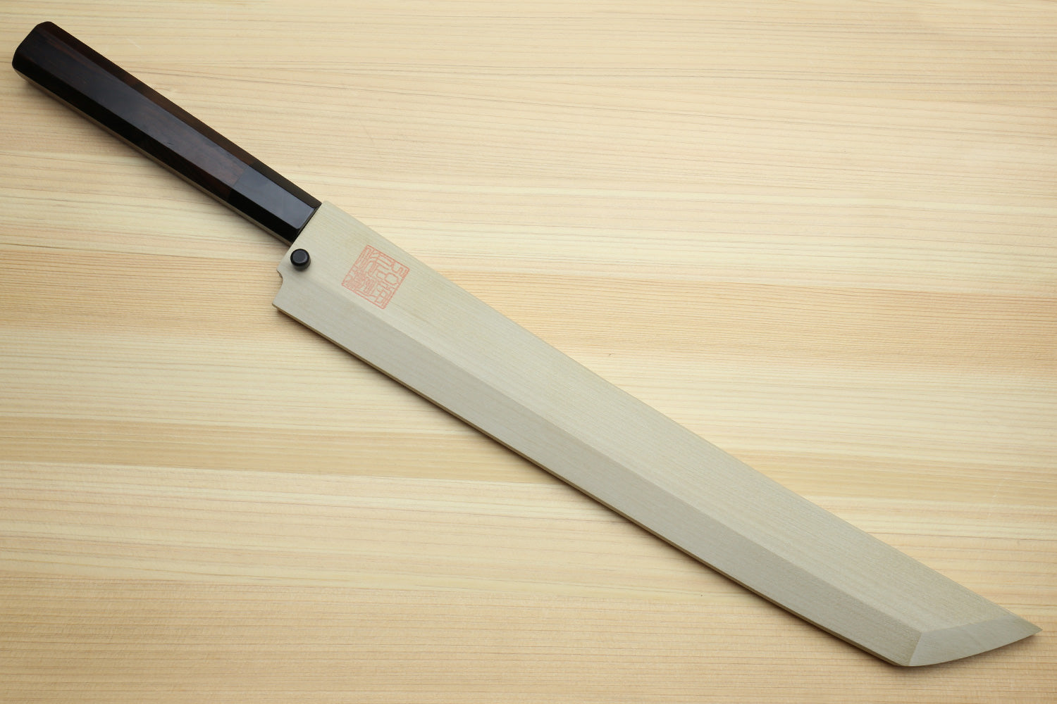 Yoshihiro Mizu Honyaki White Steel #1 Two Sided Mirror-Finished Mt. Fuji Namiukashi Sakimaru Takobiki Premium Ebony Handle - IKEDA Limited Edition (with Magnolia Saya)